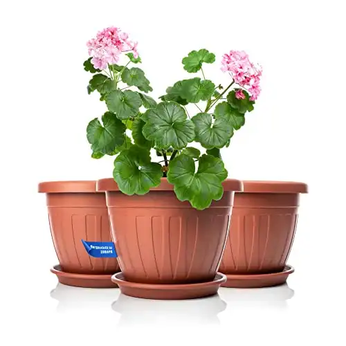 BigDean 3X Blumentopf mit Untersetzer Terracotta