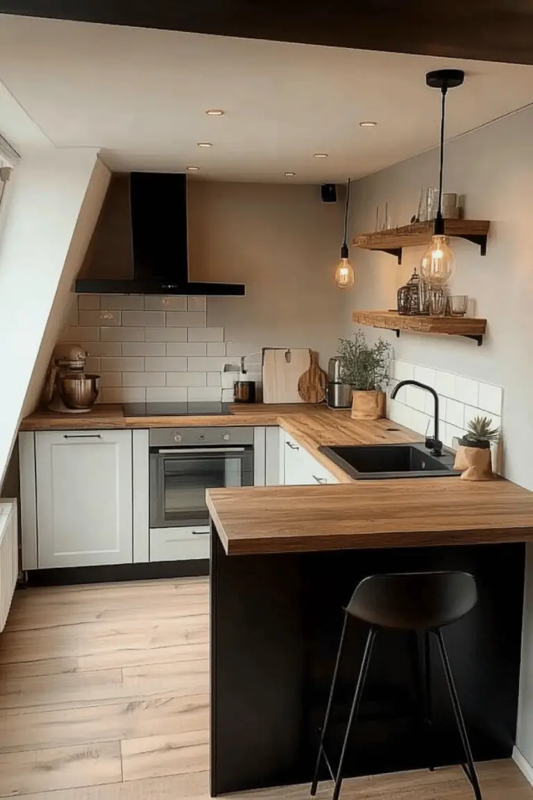 18 Einrichtungsideen für kleine Küchen mit Holz
