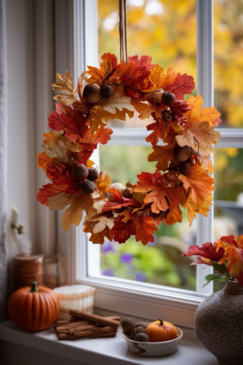 Bastle kreative Herbstdeko: Blätterkranz für dein Fenster