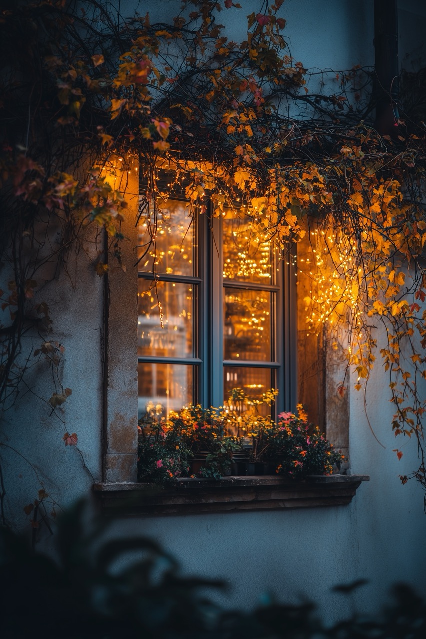 Dekoriere außen am Fenster: Herbstliche Lichterketten