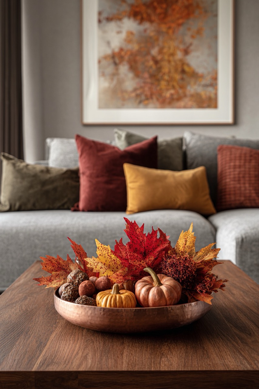 Erschaffe schnell eine Herbstdeko mit bunten Blättern