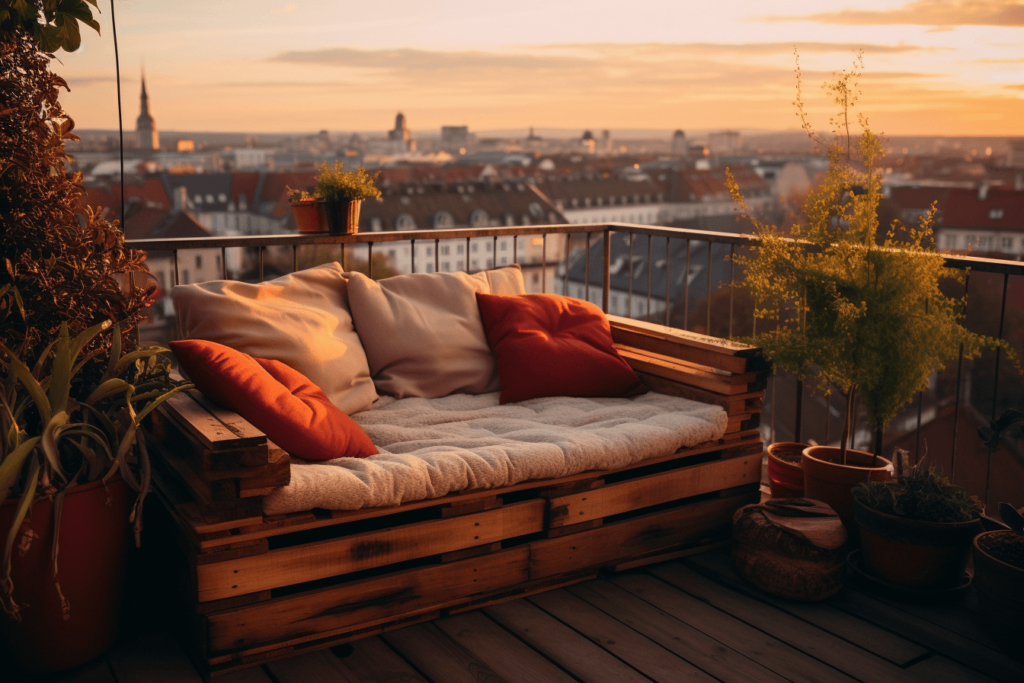 kleinen balkon mit paletten gestalten