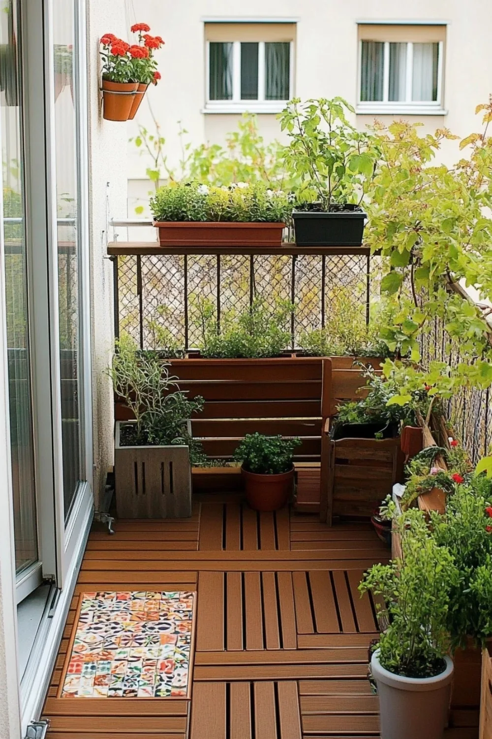 small mini balcony with lots of plants