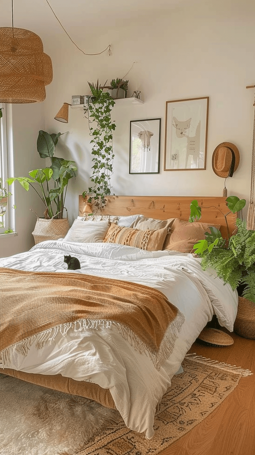 kleines schlafzimmer im modernen boho design