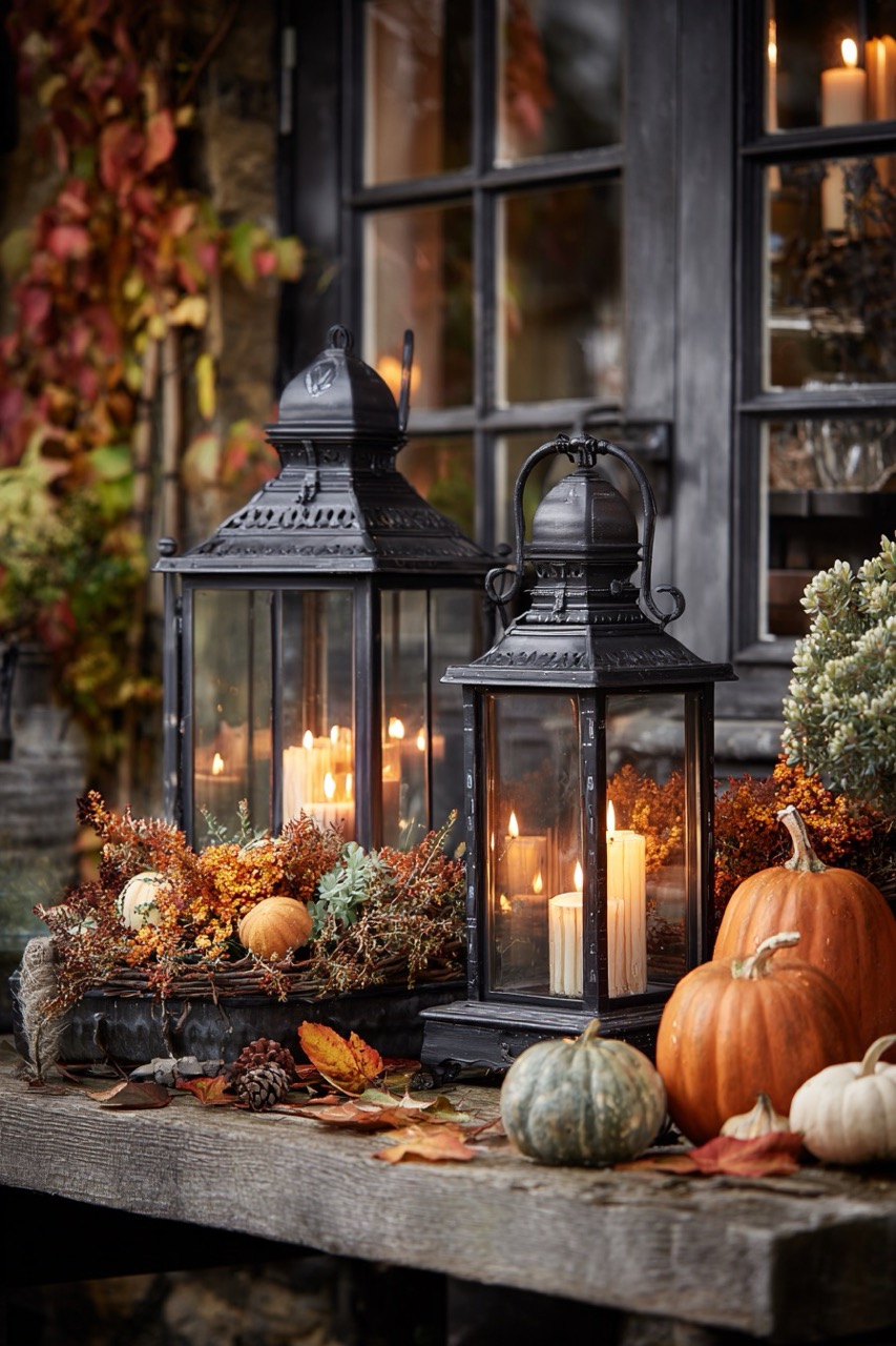 Kreiere eine herbstliche Deko für draußen mit Laternen