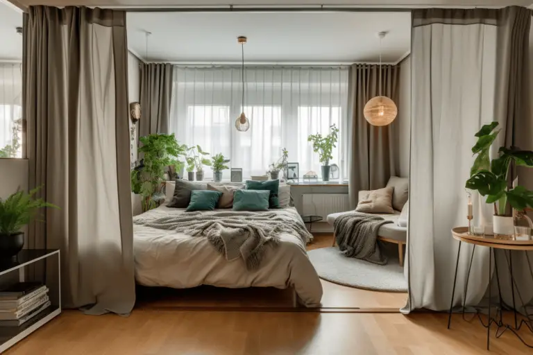 Bett stilvoll mit Vorhang abtrennen – so gelingts!