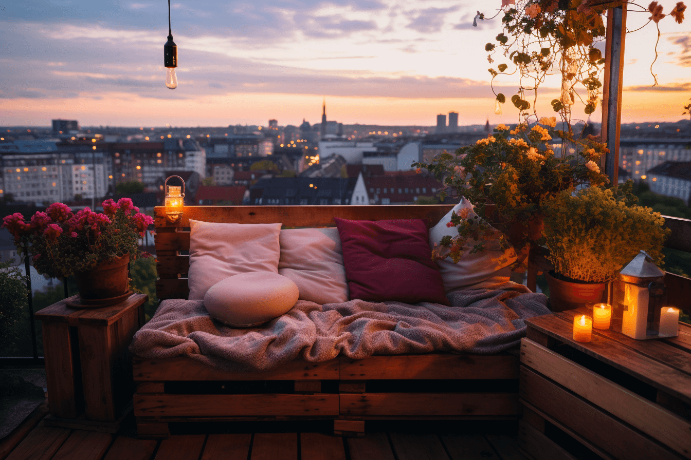 kleinen balkon mit paletten gestalten