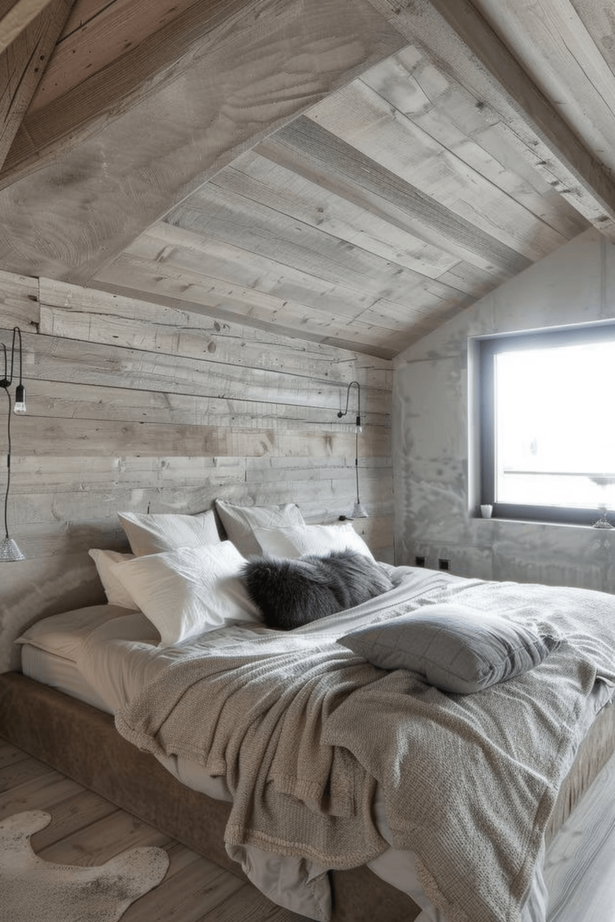 schlafzimmer beige holzhaus