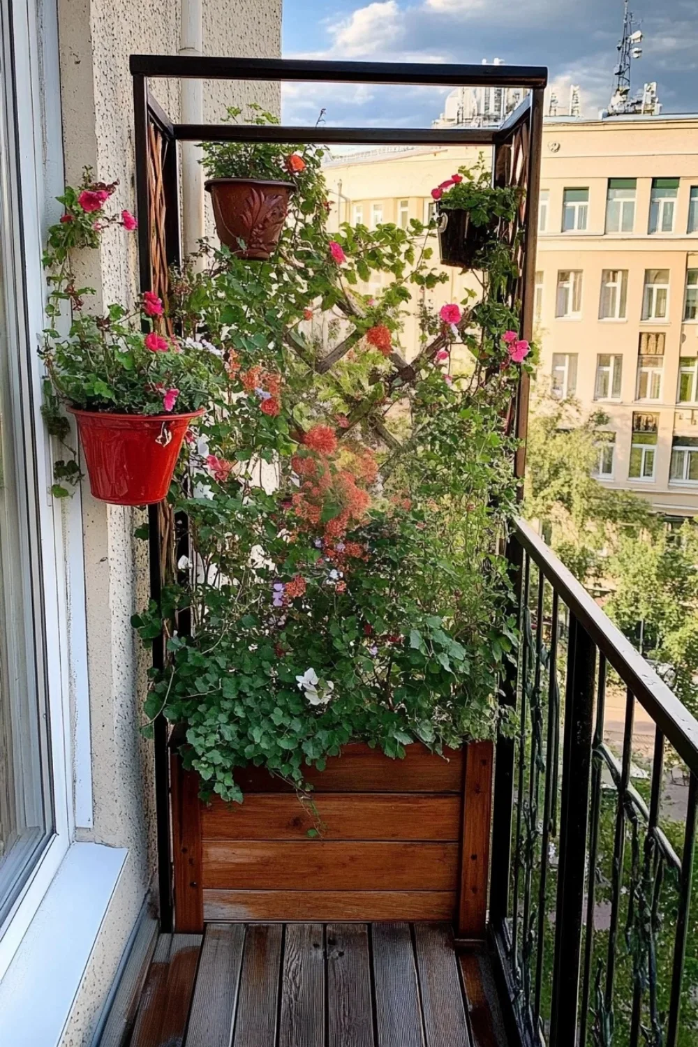 Plant privacy screen for balcony