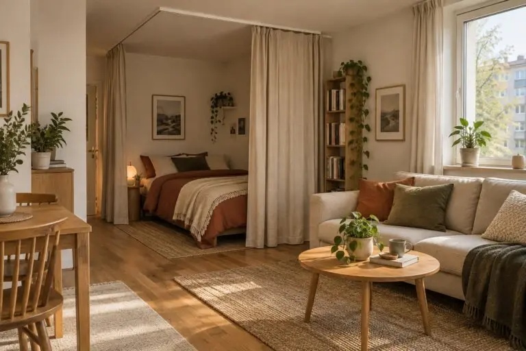 1-Zimmer-Wohnung: Bett abtrennen mit 10 Ideen