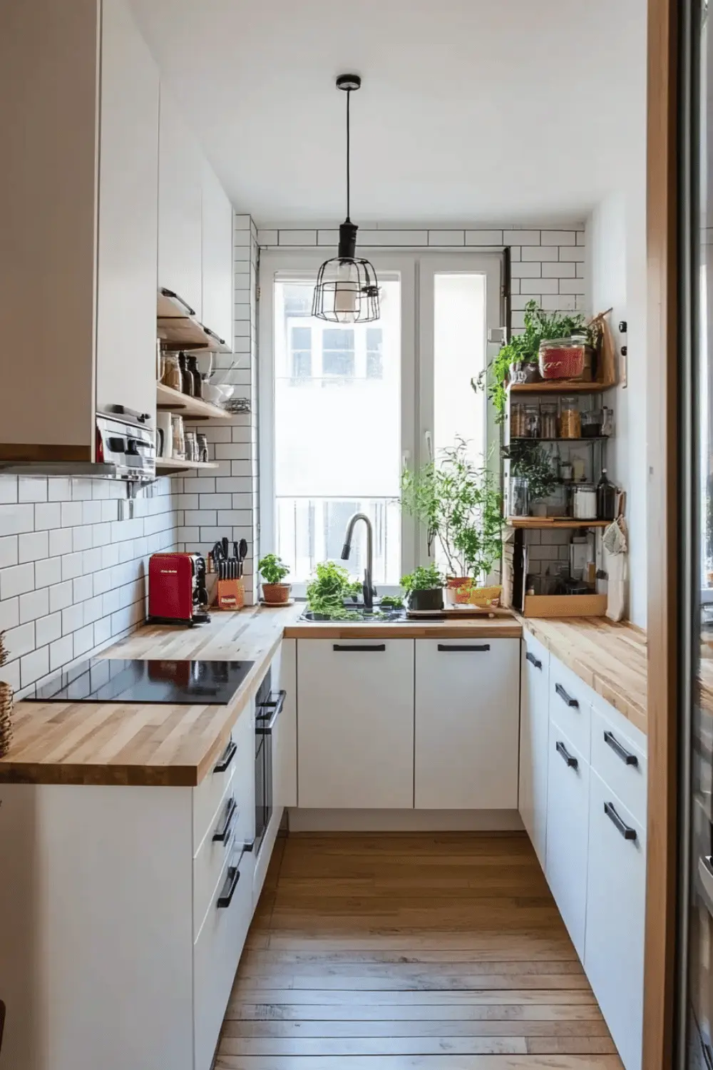 weiße küche mit holz