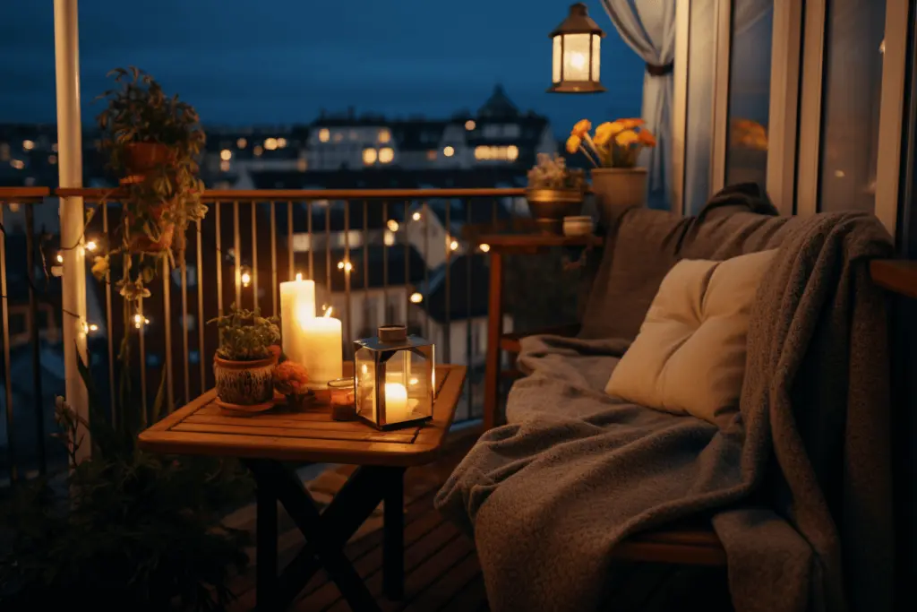 kleiner balkon bei nacht